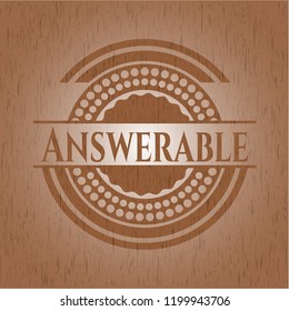 Answerable vintage wooden emblem