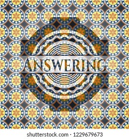 Answering arabic style emblem. Arabesque decoration.