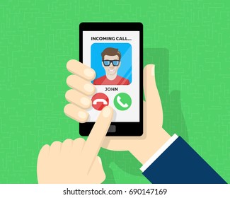 Answering Incoming Call On Smartphone Stock Vector (Royalty Free ...