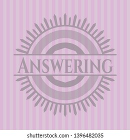 Answering pink emblem. Retro. Vector Illustration. Detailed.