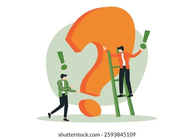 Answering question, question mark conceptual illustration of people communication