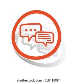 Answering sign sticker, orange circle with image inside, on white background