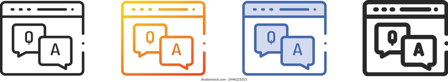 answers icon.Thin Linear, Gradient, Blue Stroke and bold Style Design Isolated On White Background