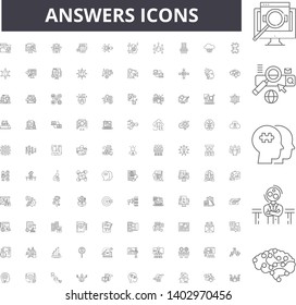 Answers line icons, signs, vector set, outline illustration concept 