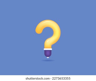 Answers to the questions, bright answers, solutions, creative and innovative ideas. FAQs. A lamp in the shape of a question mark that lit up beautifully. 3d and realistic concept design. blue