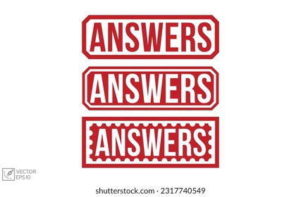 Answers stamp red rubber stamp on white background. Answers stamp sign. Answers stamp set.