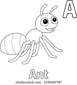 Ant Alphabet ABC Coloring Page A