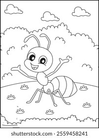 Ant Animal Coloring Page for Kids Coloring Book