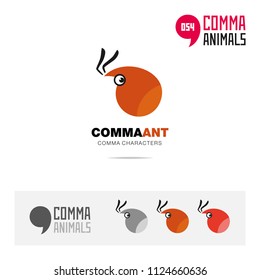 Ant animal concept icon set and modern brand identity logo template and app symbol based on comma sign