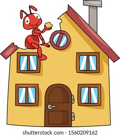 ant bite a house vector cartoon