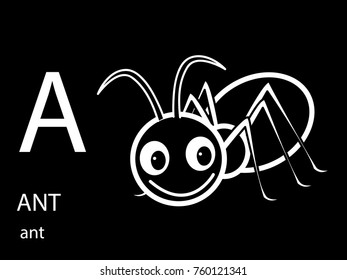 A for ant black alphabet 