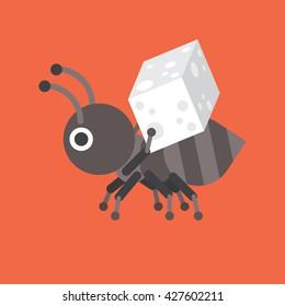 Ant Black with Sugar Icon, Insect Vector