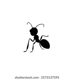 A ant black vector silhouette illustration