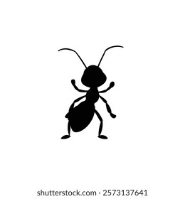 A ant black vector silhouette illustration