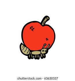 hormiga cargando caricatura de manzana