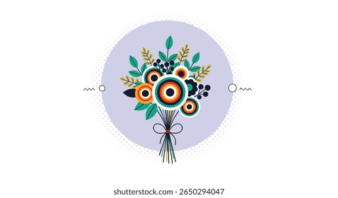 Ant Carrying Bouquet of Flowers Vector Illustration Creative Graphic Design Concept Idea