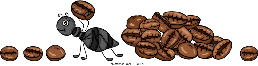 Ant carrying a coffee bean
