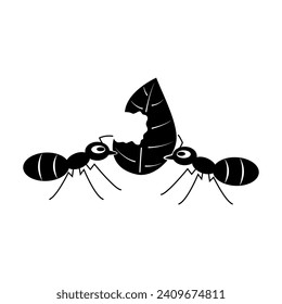 Diseño de vectores, iconos y logotipos para hormigas que transportan hojas