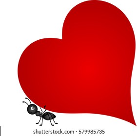 Ant carrying red heart
