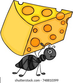 Ant carrying slice of cheese