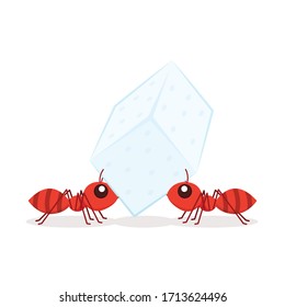 Ant carrying sugar. Ant vector. Ant character design.