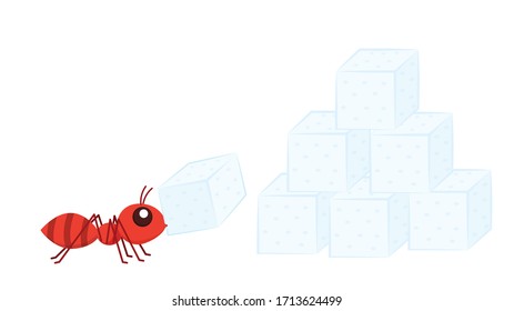 Hormiga con azúcar.Vector de hormiga. Diseño de caracteres de hormiga.