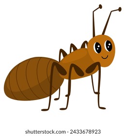 Ant cartoon character. Cute insect. Vector hand draw illustration isolated on white background