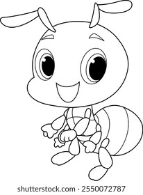 ant cartoon coloring page isolated on white background.vector illustration.