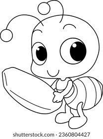 Ant cartoon coloring page ,vector isolated in white background.