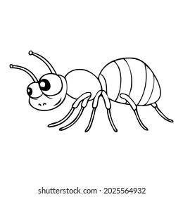 ant cartoon line vector illustration,isolated on white background,top view