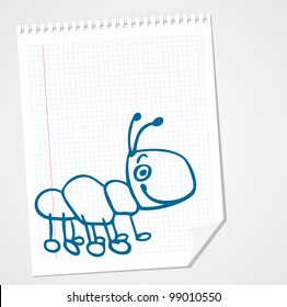 Ant cartoon on paper