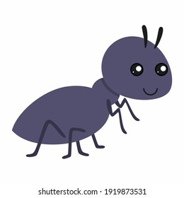 An ant in the cartoon style. Vector illustration with insects for children.
