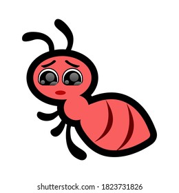 Ant cartoon vector illustration. Ant pleading face