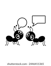 hormiga con el icono de chat, Vector mejor icono plano.