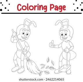 ant coloring page. Bugs and insect coloring book for children