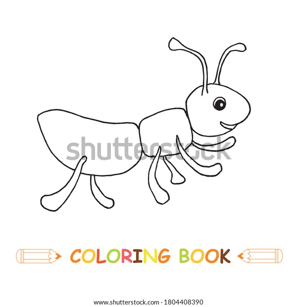 Ant Coloring Page Vector Illustration Cute Stock Vector (Royalty Free ...