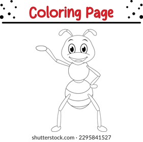  Ant coloring pages book for kids. Colorful vector illustration, summer coloring book for kids