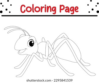  Ant coloring pages book for kids. Colorful vector illustration, summer coloring book for kids