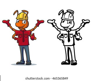 ant construction worker builder character logo