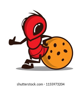 Ant and Cookies logo icon illustration mascot character.