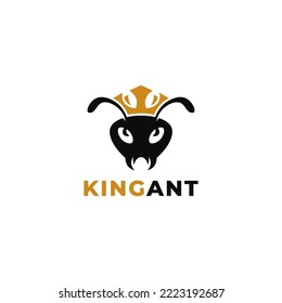 Ante mit einem Kronlogo, Vektordesign-Vorlage, Logo-Symbol für Ant mit einer Kronflaeche-Design-Vorlage, Logo-Vektorgrafik-Design