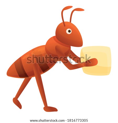 Ant cube sugar icon. Cartoon of ant cube sugar vector icon for web design isolated on white background
