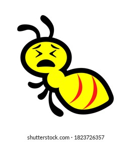 Ant cute icon vector isolated on white background. Ant sad expression cartoon.