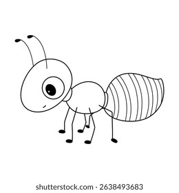 ant doodle outline line art on white background