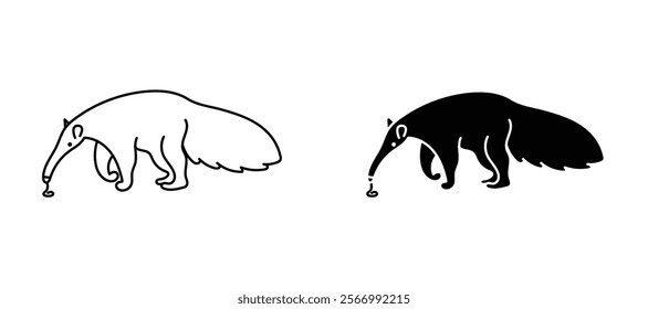 Ant eater icons in outline and fill. vector illustration for ui.