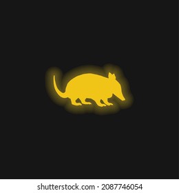 Ant Eater Shape yellow glowing neon icon