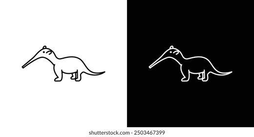 Ant eater thin line vector icon set.