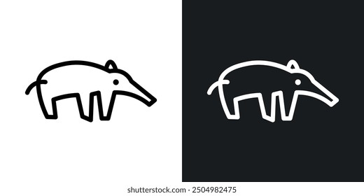 Ant eater vector icon set black and white filled and outlined style.