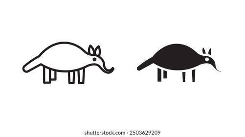 Ant eater vector icon in solid and outline style