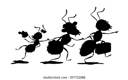 ant family silhouette vector illustration